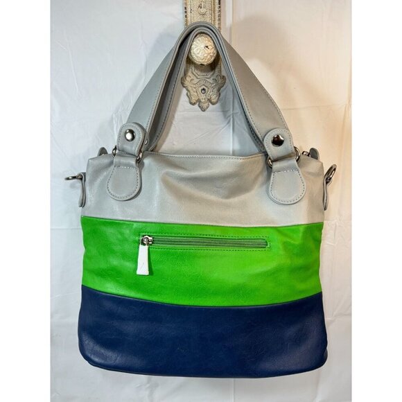 MG Collections MAWAR Purse Tri Tone Colored Chic Hobo Bag, Handheld Or Shoulder - Picture 2 of 16